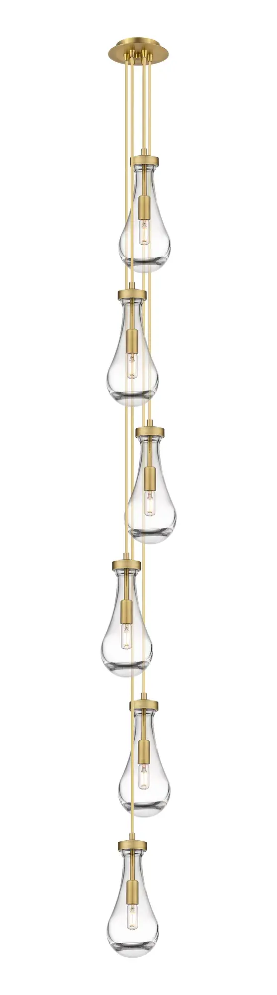 The organic teardrop shape of the Owego pendant is artfully hung from a tiered metal frame that is complemented by a single filament bulb. These pendants look great as individual fixtures but make a grand statement when paired with our multi-port hanging system as part of our custom cord program.