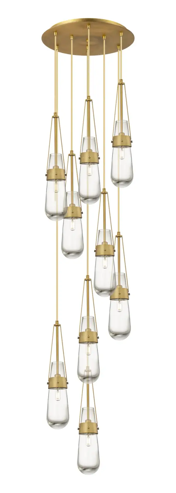 The Milan pendant reinvents the teardrop form with contemporary shapes and modern metal accents. The heavy glass bulb is held in place by a metal band with heavily detailed screws. Suspended from a tapered frame and featuring a single filament bulb, the Milan pendant creates a dramatic silhouette.