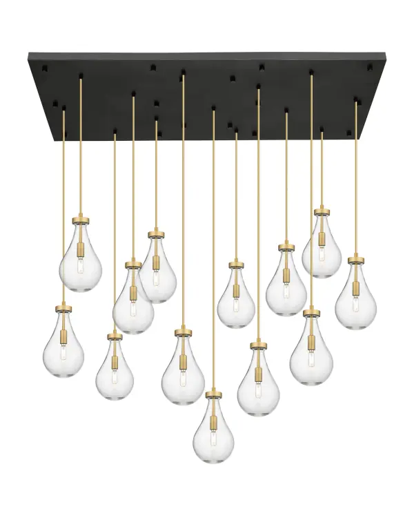 The organic teardrop shape of the Owego pendant is artfully hung from a tiered metal frame that is complemented by a single filament bulb. These pendants look great as individual fixtures but make a grand statement when paired with our multi-port hanging system as part of our custom cord program.