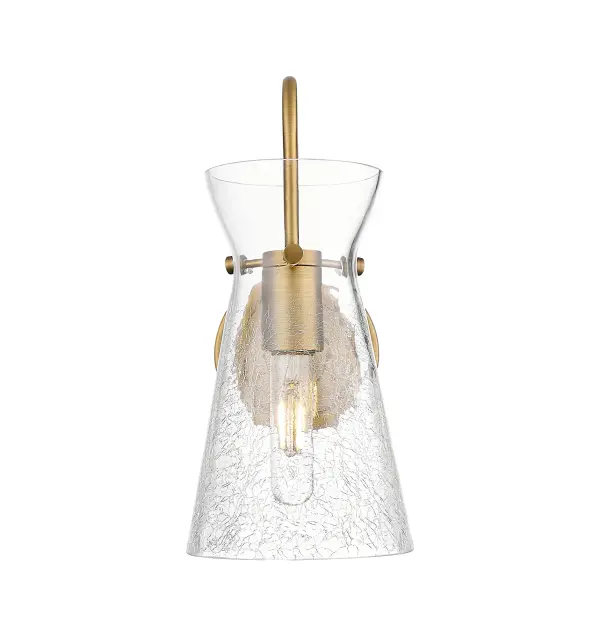 The Nicole is a modern industrial collection that incorporates exceptional architectural details and an equally striking cone shaped shade. The geometric shape of the glass or metal shade give this collection a charming and timeless presence. For a bathroom light choice that stands out, look no further than the Nicole sconce. - alternate view