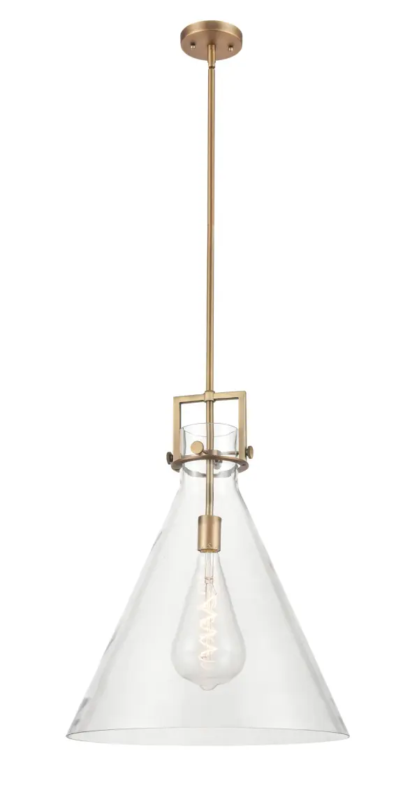 The Newton Cone is a modern industrial collection that incorporates exceptional architectural details and an equally striking cone shaped shade. The geometric shape of the glass or metal shade give this collection a charming and timeless presence. For a kitchen light choice that stands out, look no further than the Newton Cone pendant.