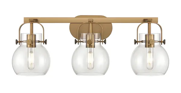 Pilaster II Sphere offers graceful and timeless design through the classic arch of the metal frame which secures the globe-shaped glass shade. The attractive form of the glass combined with the beautiful metalwork elevates the look of any space.