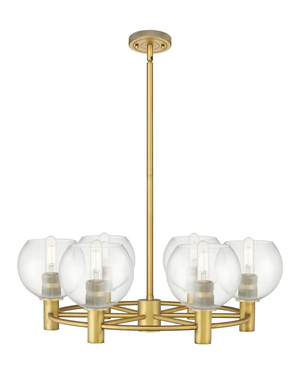 Details abound in the Crown Point Collection with an industrial take on modern sophistication. This stunning line of fixtures features cylindrical glass set in an updated restoration style frame with intricate knurling detail on the sockets, canopy, and finials.