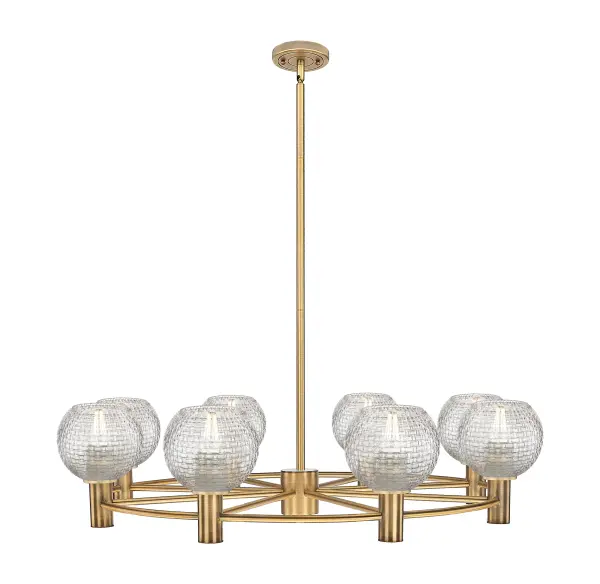 Details abound in the Crown Point Collection with an industrial take on modern sophistication. This stunning line of fixtures features cylindrical glass set in an updated restoration style frame with intricate knurling detail on the sockets, canopy, and finials.