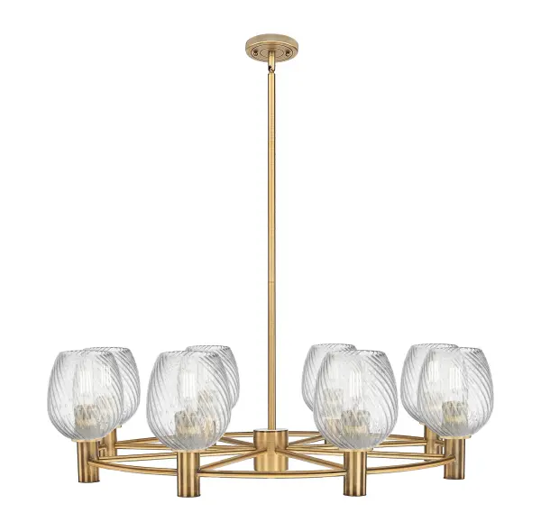 Details abound in the Crown Point Collection with an industrial take on modern sophistication. This stunning line of fixtures features cylindrical glass set in an updated restoration style frame with intricate knurling detail on the sockets, canopy, and finials.