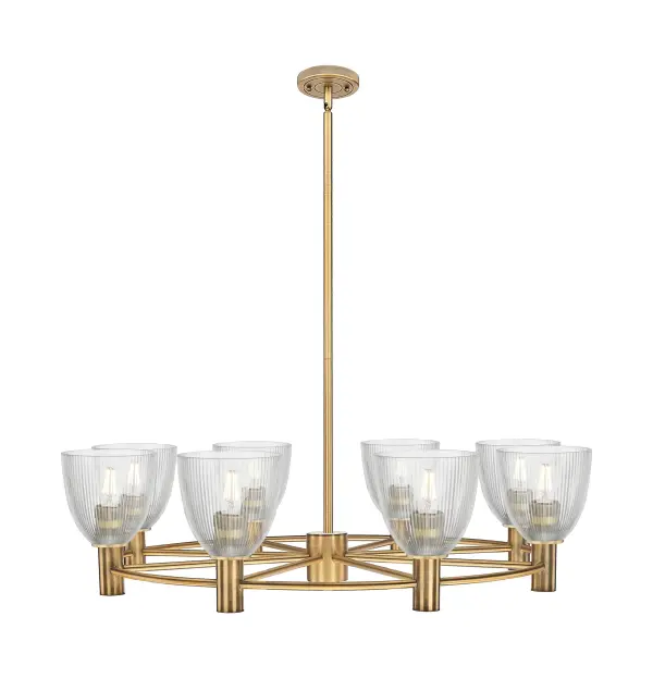 Details abound in the Crown Point Collection with an industrial take on modern sophistication. This stunning line of fixtures features cylindrical glass set in an updated restoration style frame with intricate knurling detail on the sockets, canopy, and finials.