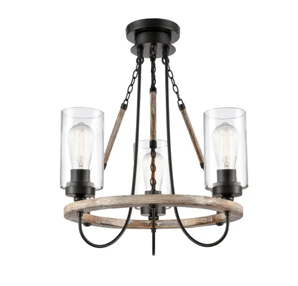The fixtures in the Paladin Collection deliver charming modern farmhouse design. The hand carved wood detail creates a natural feel that enhances the distinctive look of the collection. - alternate view