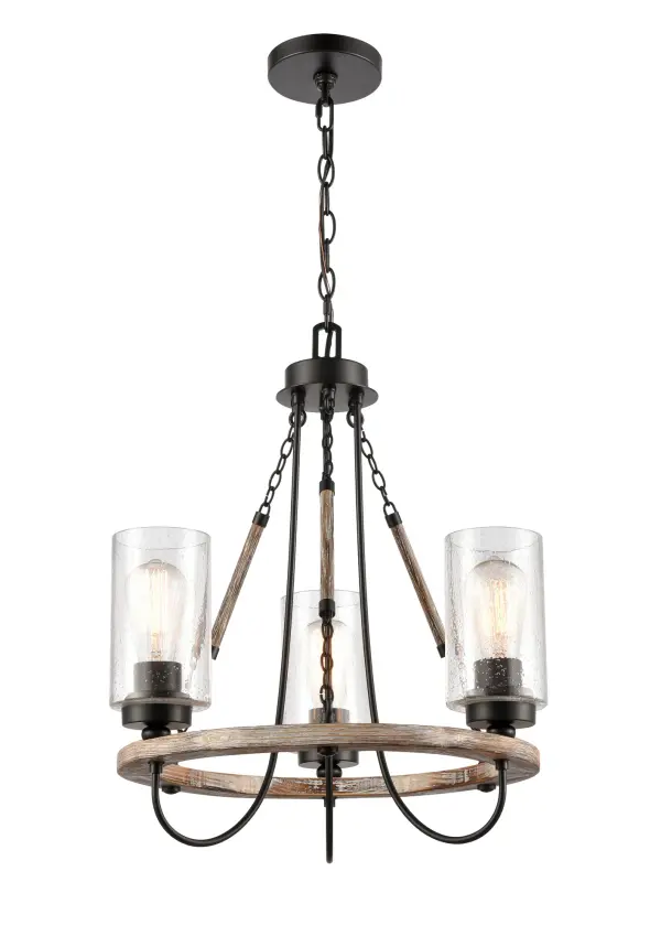 The fixtures in the Paladin Collection deliver charming modern farmhouse design. The hand carved wood detail creates a natural feel that enhances the distinctive look of the collection.