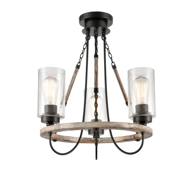 The fixtures in the Paladin Collection deliver charming modern farmhouse design. The hand carved wood detail creates a natural feel that enhances the distinctive look of the collection. - alternate view