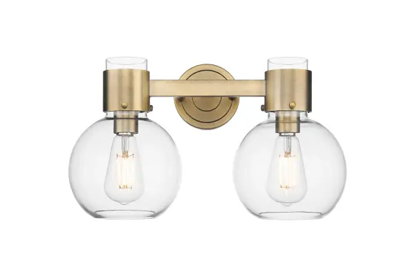 This collection is a modern update to the timeless Lawton design, offering a sleek glass holder collar and refined details. Available in cone, globe, or dome-shaped glass shades, the minimalist design is perfect for contemporary vanity lighting with its clean lines and sophisticated finish. - alternate view