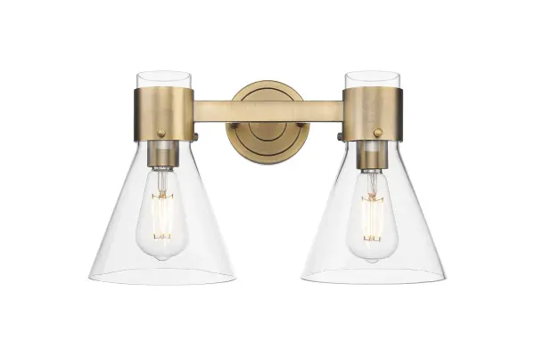 This collection is a modern update to the timeless Lawton design, offering a sleek glass holder collar and refined details. Available in cone, globe, or dome-shaped glass shades, the minimalist design is perfect for contemporary vanity lighting with its clean lines and sophisticated finish. - alternate view