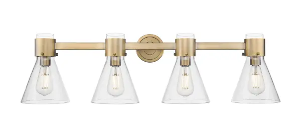 This collection is a modern update to the timeless Lawton design, offering a sleek glass holder collar and refined details. Available in cone, globe, or dome-shaped glass shades, the minimalist design is perfect for contemporary vanity lighting with its clean lines and sophisticated finish.