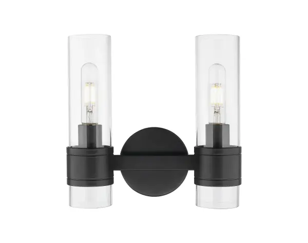 With an elongated glass shade and stunning metal band detail, this transitional glass cylinder sconce perfectly complements the Boreas collection, bringing elegance to any wall space. - alternate view