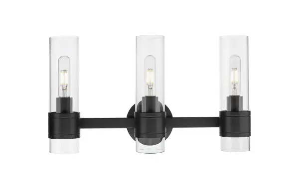 With an elongated glass shade and stunning metal band detail, this transitional glass cylinder sconce perfectly complements the Boreas collection, bringing elegance to any wall space. - alternate view