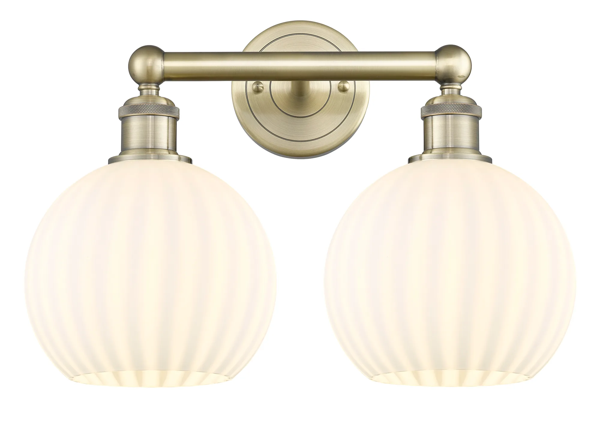 White Venetian - Antique Brass - Bath Vanity Light