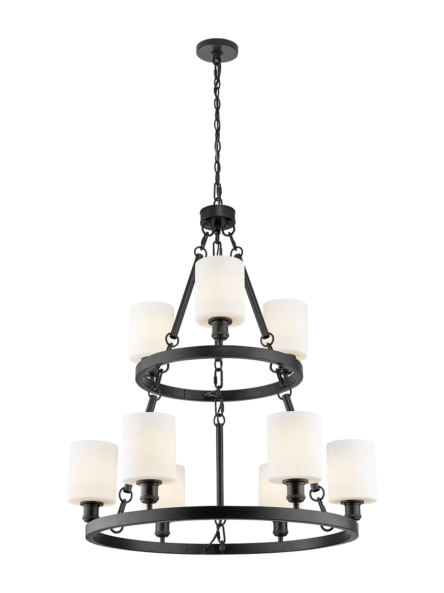 Cobbleskill - 9 Light - Cased Matte White Glass - Chandelier