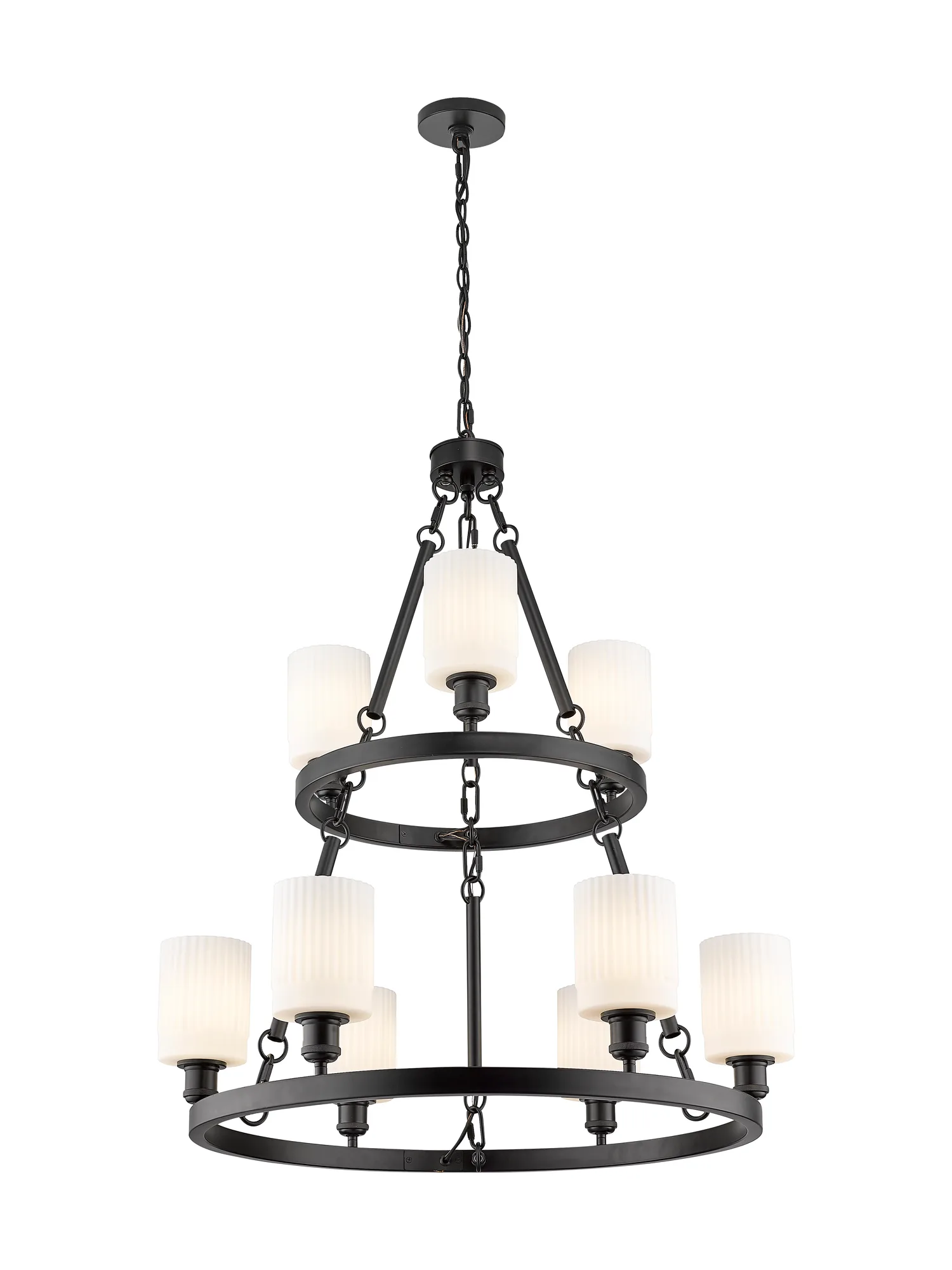Hadley - 9 Light - Cased Matte White Glass - Chandelier