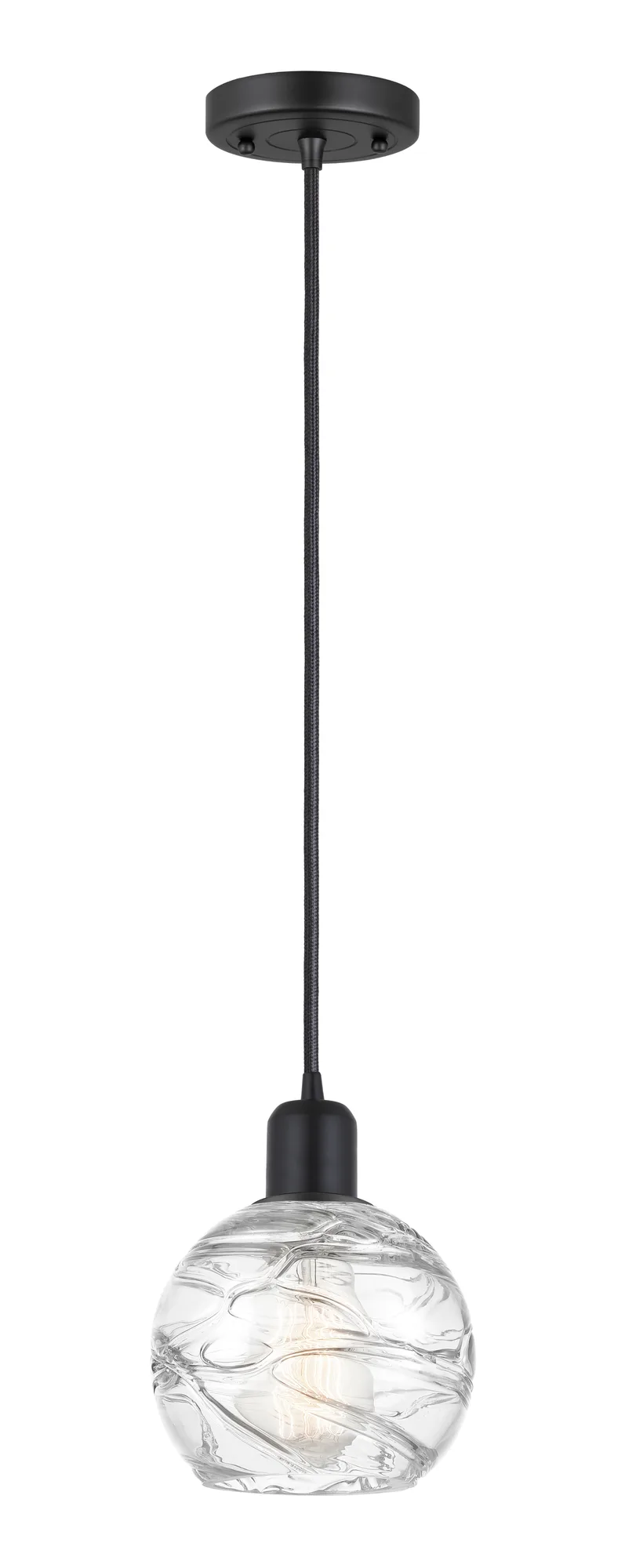 Athens Deco Swirl - 1 Light - Matte Black Shade - Mini Pendant
