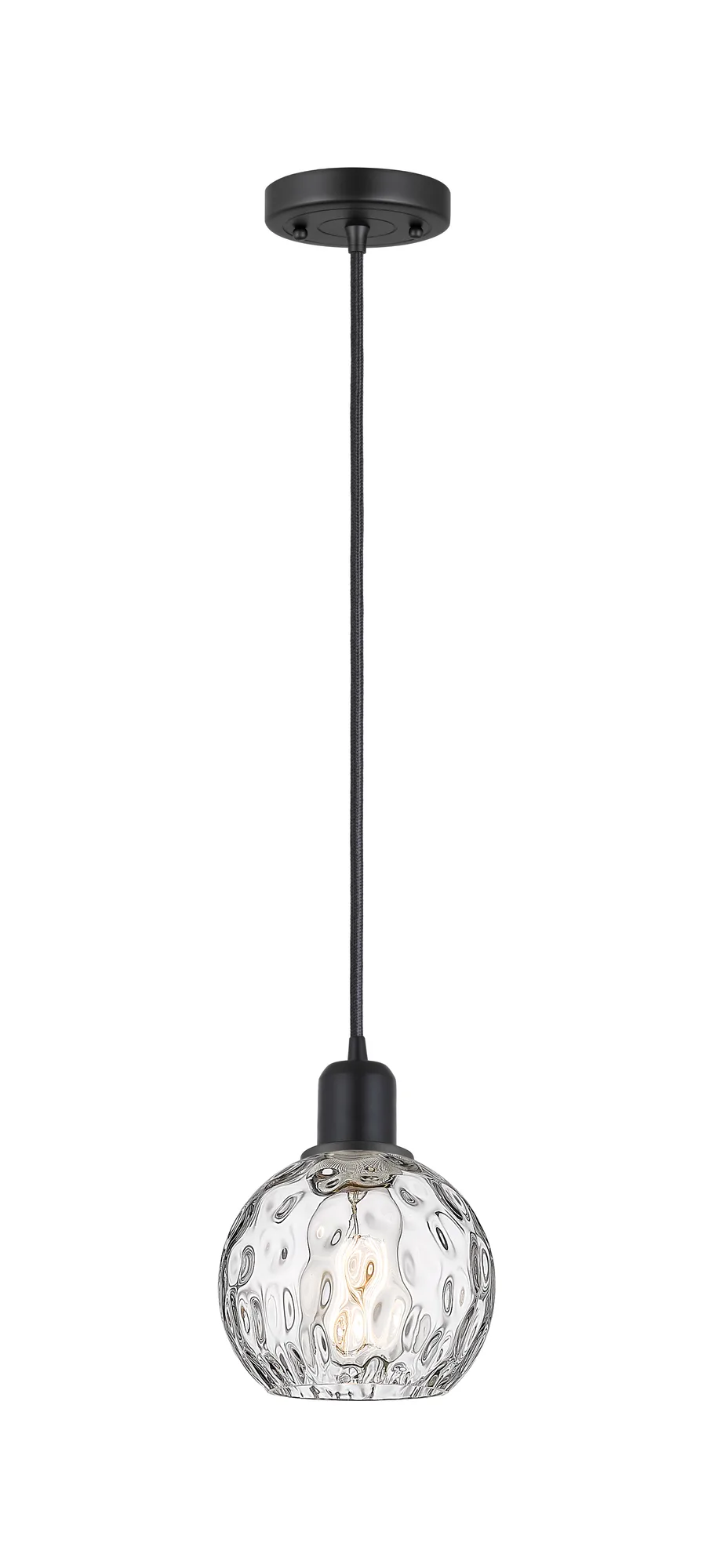 Athens Water Glass - 1 Light - Matte Black Shade - Mini Pendant