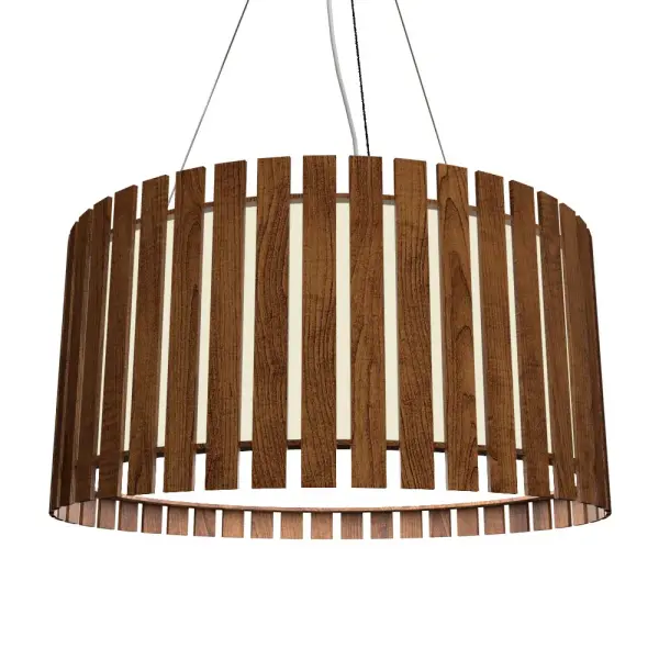 Wooden decorative luminaire with contemporary, timeless design in natural wood veneer or Italian lacquer finish. Proudly made in Brazil, combining high-end technology and the irreplaceable manual finishing. Collection: Slatted Designer: Studio Accord Finish: Imbuia Width: 27.56" Height: 8.66" Weight: 18.75 lb Wire: 118" Maximum Wattage: 56.00 W Bulb Type: Module Bulb Base: INTEGRATED Light Source: LED Light Output: 3850.00 lm Delivered Lumens: 4400.00 lm Color Temperature: 3000 K CRI: 90 Rated Average Life: 50,000 Voltage: 120.00 V Material: Wood veneer, MDF Country of Origin: Brazil Safety Listing: UL Safety Rating: Damp Connection: Hard Wired LED Manufacturer Warranty: 5 Years Spec Sheet Instructions