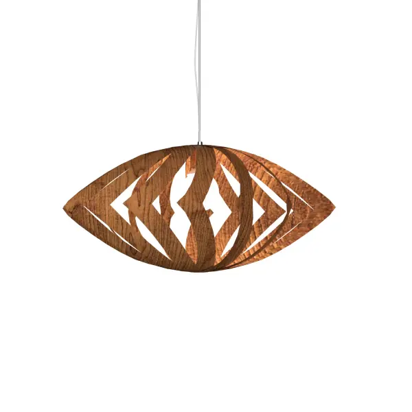 Wooden decorative luminaire with contemporary, timeless design in natural wood veneer or Italian lacquer finish. Proudly made in Brazil, combining high-end technology and the irreplaceable manual finishing. Collection: Clean Designer: Studio Accord Finish: Imbuia Width: 33.46" Height: 18.90" Length: 26.52" Weight: 3.53 lb Wire: 118" Number of Bulbs: 1 Maximum Wattage: 25.00 W Bulb Type: A19 Bulb Base: E26 Light Source: LED CRI: 90 Voltage: 120.00 V Material: Wood veneer, MDF Country of Origin: Brazil Safety Listing: UL Safety Rating: Damp Connection: Hard Wired LED Manufacturer Warranty: 5 Years Spec Sheet Instructions