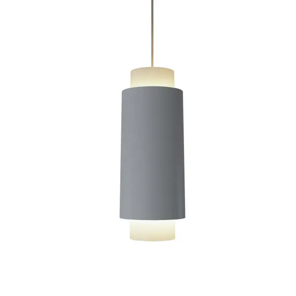 This contemporary cylindrical pendant features a soft organic white fabric shade that diffuses light beautifully. Its clean lines and compact 15.75-inch height make it perfect for intimate spaces and modern interiors.