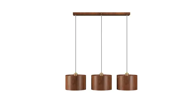 The Element pendant brings organic sophistication with its 39-inch linear design in rich Imbuia wood. Three integrated lights provide balanced illumination, perfect for modern dining spaces and kitchen islands seeking natural elegance.