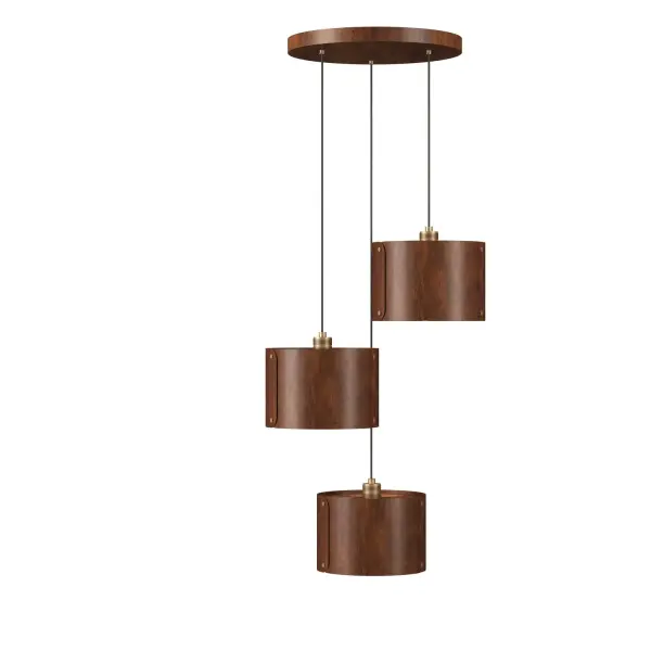 The Element pendant showcases beautiful Imbuia wood in a contemporary three-light design. Its organic aesthetic brings natural warmth to modern spaces while providing ample illumination for dining and gathering areas.