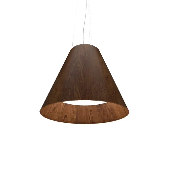 Wooden decorative luminaire with contemporary, timeless design in natural wood veneer or Italian lacquer finish. Proudly made in Brazil, combining high-end technology and the irreplaceable manual finishing. Collection: Conical Designer: Studio Accord Finish: Imbuia Width: 32.28" Height: 27.56" Weight: 24.31 lb Wire: 118" Maximum Wattage: 64.00 W Bulb Type: Module Bulb Base: INTEGRATED Light Source: LED Light Output: 4400.00 lm Delivered Lumens: 4400.00 lm Color Temperature: 3000 K CRI: 90 Rated Average Life: 50,000 Voltage: 120.00 V Material: Wood veneer, MDF Country of Origin: Brazil Safety Listing: UL Safety Rating: Damp Connection: Hard Wired LED Manufacturer Warranty: 5 Years Spec Sheet Instructions